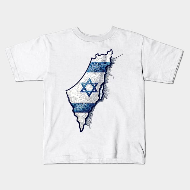 ISRAEL MAP Kids T-Shirt by Gold Turtle Lina